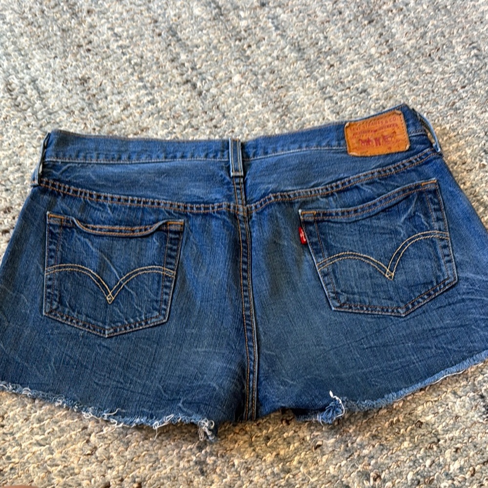 Levi's Blue Denim Frayed Hem Women's Cutoff Shorts